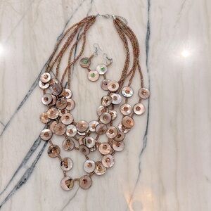 Beaded jewelry set Layered, beaded necklace, and matching earrings